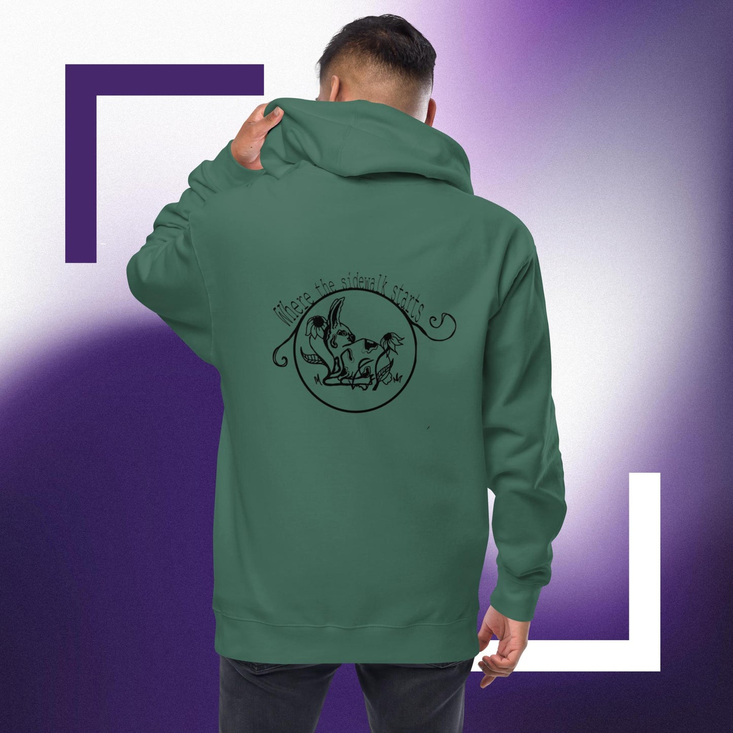 Where the sidewalk starts bunny Unisex fleece zip up hoodie