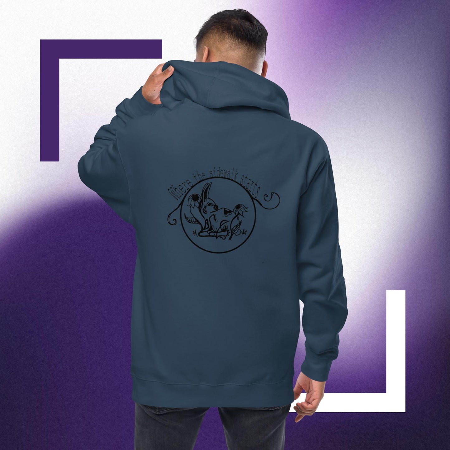 Where the sidewalk starts bunny Unisex fleece zip up hoodie