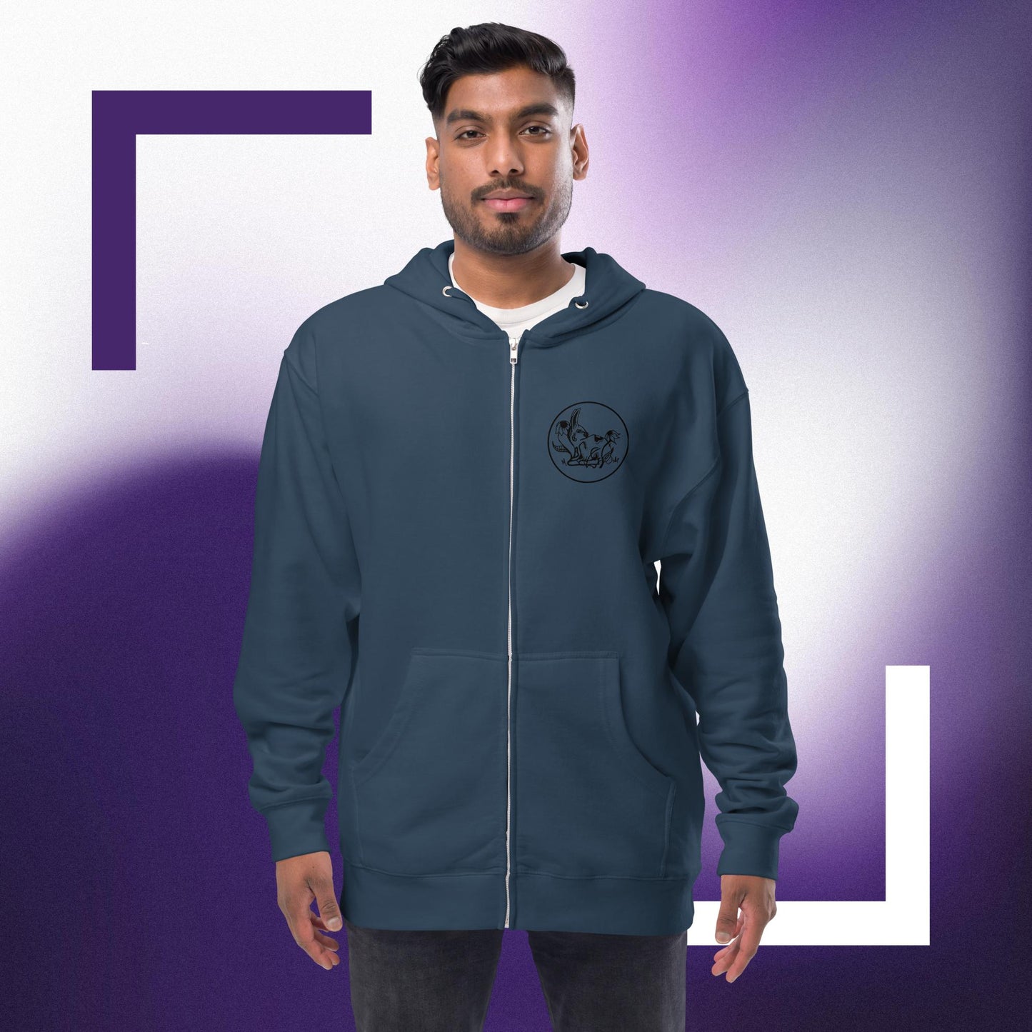Where the sidewalk starts bunny Unisex fleece zip up hoodie